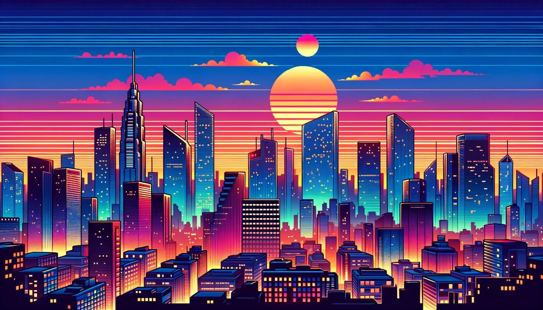 An artistic rendering of digital currencies gaining global adoption, portrayed as a vibrant neon cityscape representing the potential for the BRICS digital currency to integrate with major economic centers, used to illustrate the section on digital currencies being the future of financial systems.