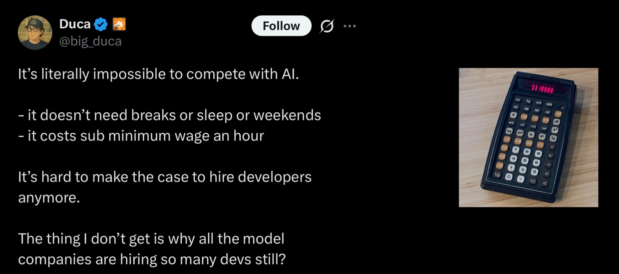 It’s literally impossible to compete with calculators
